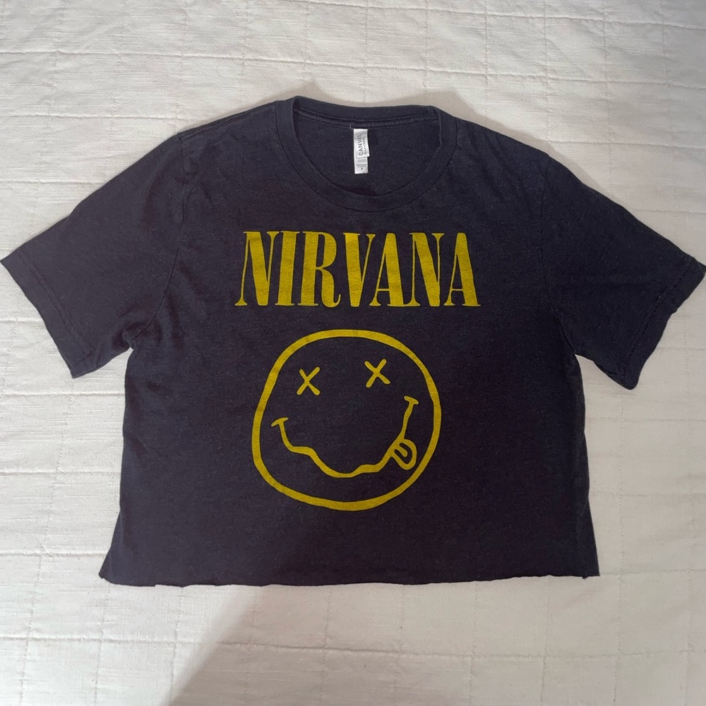 Black and Yellow Cut-Off Nirvana T-Shirt Size M